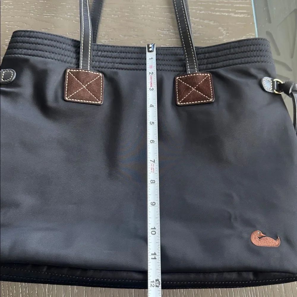 DOONEY & BOURKE Handbag Purse Black Leather Nylon Shoulder Bag Casual Tote GUC - Picture 9 of 14